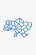 Картина "Карта України з межами областей" синій колір 60 см - зображення 1