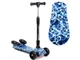 Дитячий триколісний самокат Best Scooter 46189 MAXI з музикою, підсвічуванням та ефектом диму з турбін, Синя абстракція - зображення 1