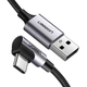 Кабель UGREEN US284 USB 2.0 to Angled USB Type-C Cable Aluminum Shell with Braided 3A 0.5m Black (50940) - изображение 1