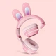 Беспроводные наушники Rabbit Ear KE-01 с LED подсветкой, радио, MicroSD PINK - изображение 3