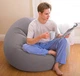 Надувне якісне флоковане класичне крісло Intex 68579 Beanless Bag (107х104х69 см), сіре - без насоса. - зображення 2