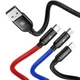 USB кабель 3в1 Micro USB/Lightning/Type-C Baseus Three Primary Colors (1.2m, 3.5A). Black - зображення 2