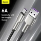 Кабель швидкого заряджання «USB to Type-C» Cafule Metal 66 W Fast Charging (6A) Black 2m, чорний (CAKF000201) - зображення 6