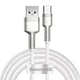 Кабель швидкого заряджання USB-Type-C Baseus Cafule Metal 66W Fast Charging (6A) White 2m, білий (CAKF000202) - зображення 1