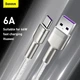 Кабель швидкого заряджання USB-Type-C Baseus Cafule Metal 66W Fast Charging (6A) White 2m, білий (CAKF000202) - зображення 8