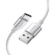 Кабель UGREEN US288 USB 2.0 to USB Type-C Cable Nickel Plating Aluminum Braid 3A 0.25m White (60129) - зображення 1