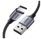 Кабель UGREEN US288 USB 2.0 to USB Type-C Cable Nickel Plating Aluminum Braid 3A 0.25m Black (60124) - изображение 2