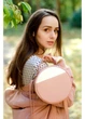 Жіноча кругла сумка з еко шкіри Sambag Bale Сумка жіноча на плече з лямкою кругла пудрова з білим - зображення 1