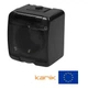 Розетка 1-я IP54 Karlik 12GHE-1sd Черная с заземлением, крышкой прозрачной наружная (накладная) - изображение 1