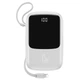 Повербанк BASEUS with lightning cable Qpow Digital Display 10000mAh |2USB/Type-C/Lightning, 3A, 15W| White - изображение 1