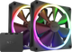 Набор вентиляторов NZXT RGB Fans - Twin F140RGB - 140 мм Black (RF-R14DF-B1) - изображение 1