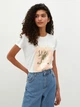 Женская футболка LC Waikiki с персиково-золотистым принтом Glow Wild 3XL Белая (LCW Woman -7161) - изображение 3