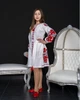 Вишита сукня для дівчинки Галичанка Квіти Праги червоні льон білий 146 - изображение 3