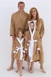 Махровий дитячий халат IDEAL TEXTILE з капюшоном, 380 г/м2 бежевий+білий на 7 років (116-122 см) - зображення 7