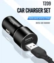 Автомобильное зарядное устройство XO TZ09 2 USB 2.4A + кабель Type C Black (27499) - изображение 3