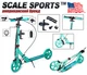 Детский двухколесный самокат Scale Sports SS-18 со складной конструкцией и ручным тормозом, Тиффани - изображение 1