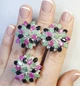 Сережки серебряные с изумрудом, сапфиром, рубином 20,41 г - изображение 1