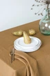 Льняная скатерть на стол TouchableLinen 1 шт 100х140 см Коричнево-золотой - изображение 2