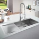 Мийка для кухні GROHE нержавіюча сталь K1000 1160x520мм прямокутна інтегрована матова 1мм без сифону 31582SD1 - зображення 2