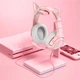 Игровые наушники с кошачьими ушками Onikuma K9 c LED-подсветкой и микрофоном Проводные наушники для стриминга Розовый - изображение 9