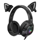 Игровые наушники с кошачьими ушками Onikuma K9 c LED-подсветкой и микрофоном Наушники для стриминга Черный - изображение 2