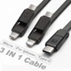 Кабель для зарядки combo Micro USB+Lightning+Type-C REMAX Gplex RC-070th 1м. Black (RC-070th) - изображение 3