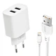 Зарядне мережеве XO CE02C (2USB 2.1A) Lightning Білий - изображение 1