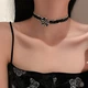 Чокер стрічка зі стразами та квіткою "Black Flower Bow", чорний - зображення 4