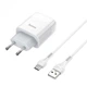 Мережевий зарядний пристрій + кабель Hoco - C73A Type-C (1м, 2USB, 2.4A, адаптер) - Білий - зображення 6