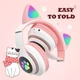 Беспроводные наушники с кошачьими Ушками Bluetooth Cat STN-28 с микрофоном LED RGB подсветка Pink - изображение 2