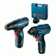 Набор аккумуляторных инструментов Bosch Professional GSR 120-LI, GDR-120-LI + 2 акб GBA 12V 2.0 Ah + з/у GAL 1210 CV + чемодан (06019G8023) - изображение 2