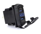 Автомобильная USB зарядка QC 3.0 + вольтметр в место штатной кнопки, заглушки Blue - изображение 3