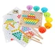 Деревянная развивающая игрушка Bead Holder Мозаика Цветные шарики пинцет, ложка, палочки, стаканчики для сортировки MD 2210 - изображение 2