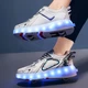 Роликовые кроссовки для девочек с LED подсветкой белые на 4-х колесах (LR 1268) 34(21,5см) - изображение 4
