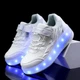 Роликовые кроссовки для девочек с LED подсветкой белые на 2-х колесах (LR 1273) 36(23см) - изображение 8