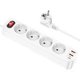 Мережевий подовжувач фільтр HOCO Aura 4-bit NS1 | 2USB/1Type-C, 4 Розетки, 4000W, 20W/3A, PD/QC, 1.8m | White - зображення 3