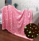 Светящийся в темноте плед плюшевое покрывало со звездами день/ночь BLANKET Magic Star 120х165см тёплое флисовое одеяло с принтом Pink - изображение 5