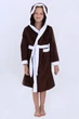Махровый банный детский халат IDEAL TEXTILE для мальчика с капюшоном, 380 г/м2 коричневый+белый на 7 лет (128 – 134 см) - изображение 1