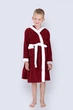 Махровий дитячий халат IDEAL TEXTILE для хлопчика з капюшоном, 380 г/м2 бордовий+білий на 3 роки (98 - 110 см) - зображення 1