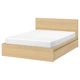 Ліжко з 4 ящиками IKEA MALM 180x200 см Leirsund шпон біленого дуба (191.754.29) - зображення 1