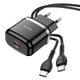 Сетевое зарядное устройство HOCO N24 Type-C, 20W, 3A, QC/PD адаптер с Type-C кабелем и быстрой зарядкой black - изображение 3