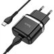 Сетевое зарядное устройство HOCO N24 Type-C, 20W, 3A, QC/PD адаптер с Type-C кабелем и быстрой зарядкой black - изображение 4