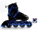 Ролики дитячі розсувні Caroman Sport Black & Blue розмір 36-39 Чорні з синім передні колеса СВІТЯТЬСЯ - зображення 1