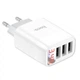 Зарядний пристрій HOCO Easy charge digital display charger (3USB, 3.4A). White - зображення 2