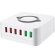Мультизарядная док-станция на 6 USB портов с беспроводной зарядкой Addap MCS-E6, QC3.0, 75W - изображение 1