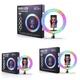 Селфи-лампа Led кольцо MJ26 26 см RGB с мульти регулировкой света, управлением от USB и креплением под штатив и телефон - изображение 4