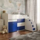 Кровать-комната Bed Room № 5 Viorina-Deko со столом 80х180 см Ламинированная ДСП Белый + Синий - изображение 2