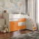 Кровать-комната Bed Room № 5 Viorina-Deko со столом 80х180 см Ламинированная ДСП Белый + Оранжевый - изображение 3
