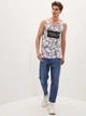 Мужская майка LC Waikiki с серо-черным лиственным принтом S Белая (LCW T-shirt -7214) - изображение 4