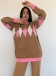Женский свитер с ромбами Park Karon One size кэмел - изображение 3